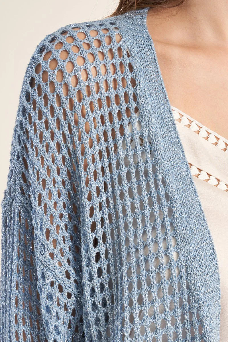 Blue Iridescent Cardigan Sweater