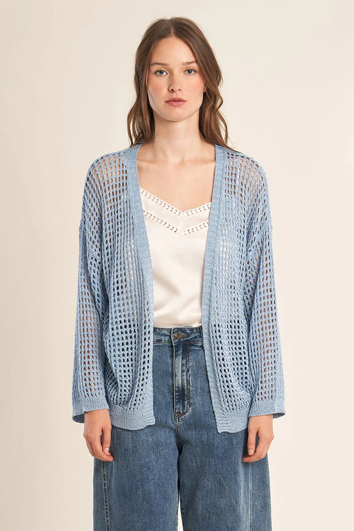 Blue Iridescent Cardigan Sweater