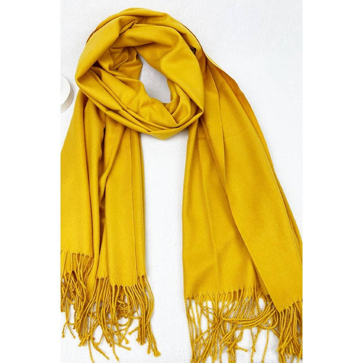 Red Solid Cashmere Scarf With Tassel