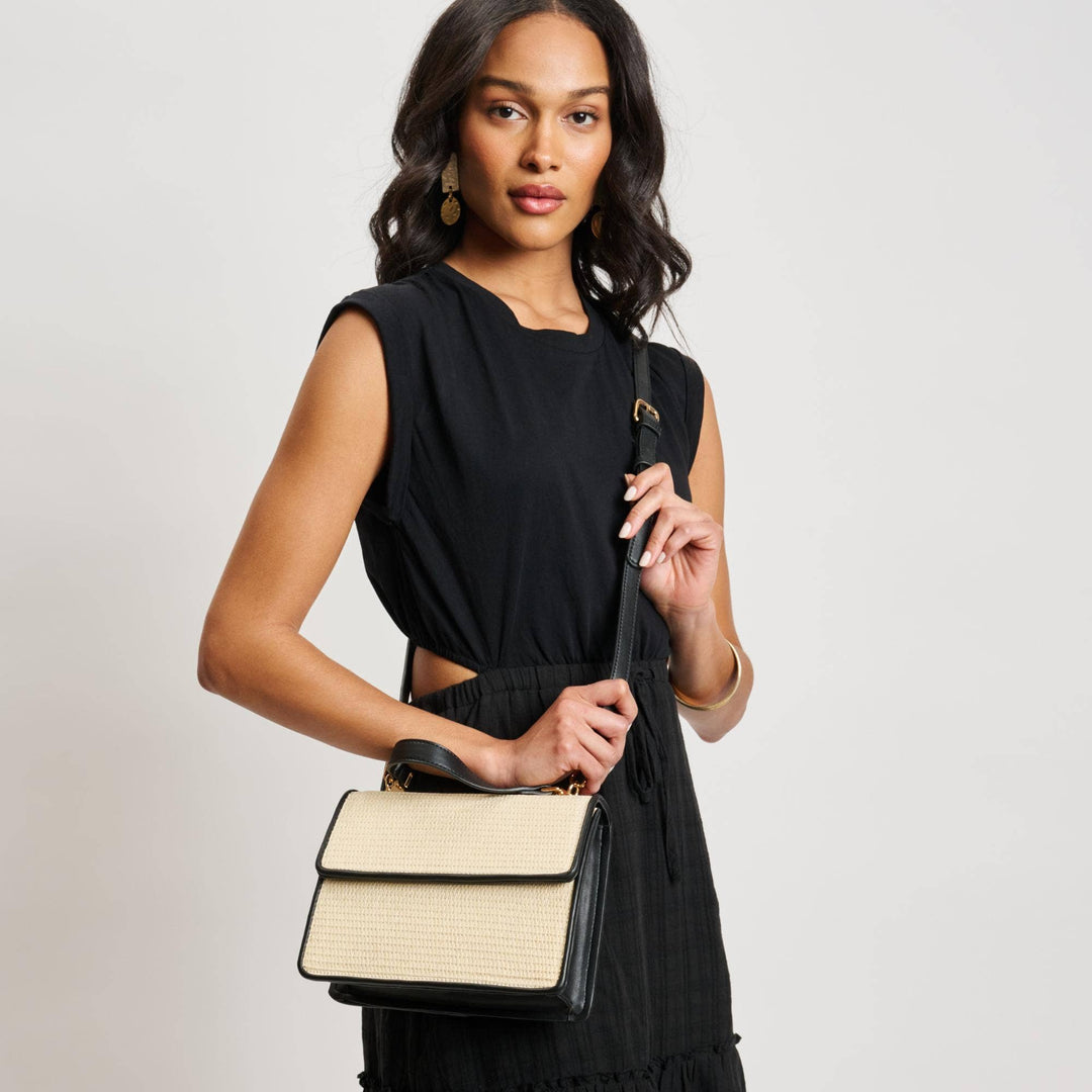 Beige Black Crossbody Handbag
