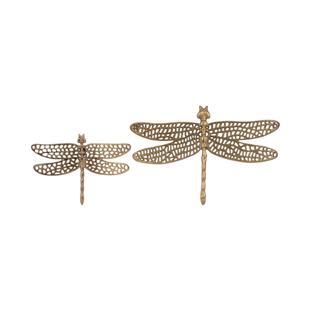 Gold 10 in. Metal Novelty Dragonfly