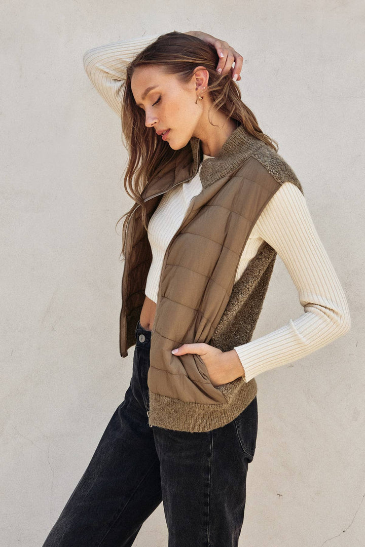 Sherpa and Puff Contrast Vest