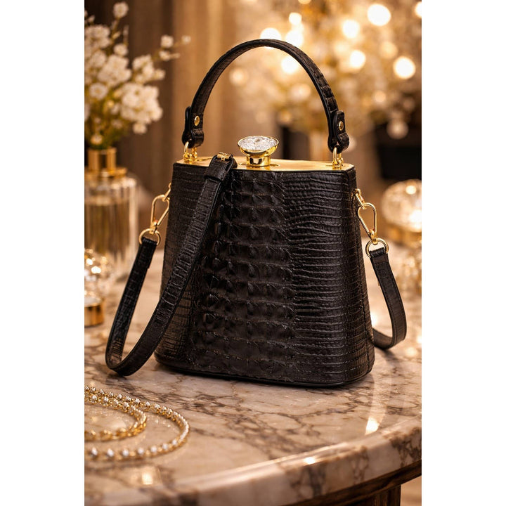 Black Crocodile Evening Bag