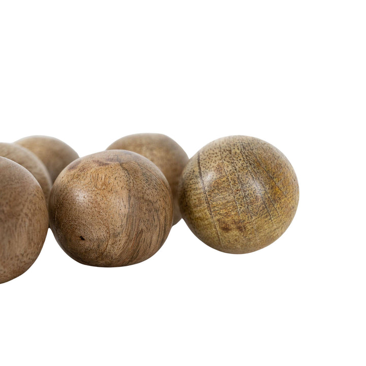Set of 6 Boho Natural Wood Balls with Cotton Bag