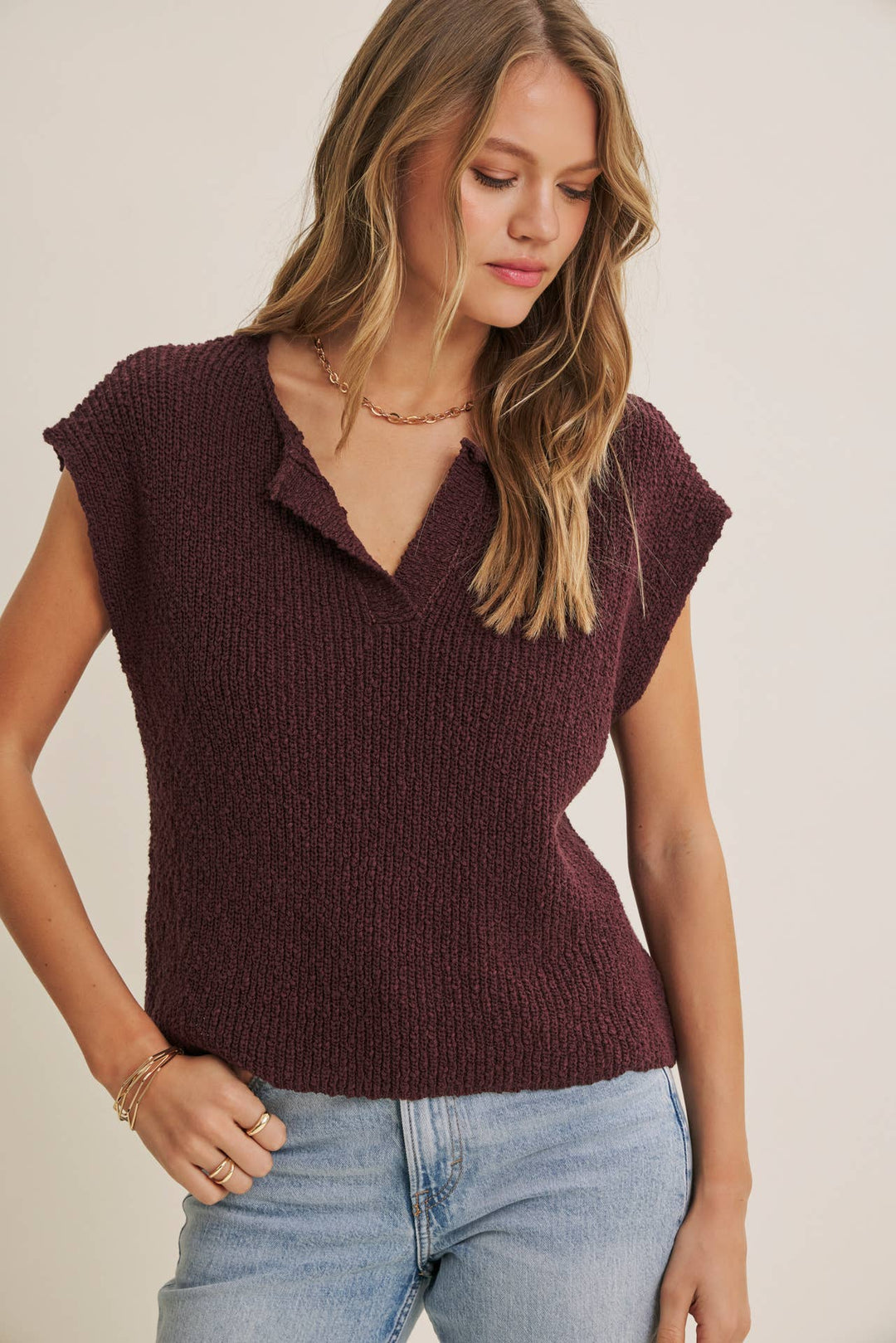 Cotton Slub Sweater Top