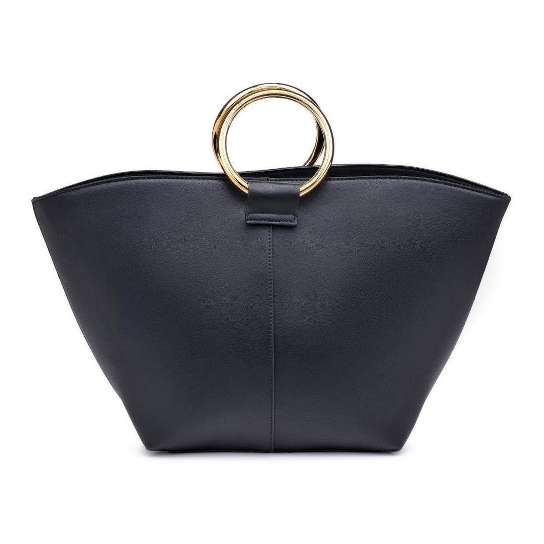 Black Luxe Tote with Gold Handle