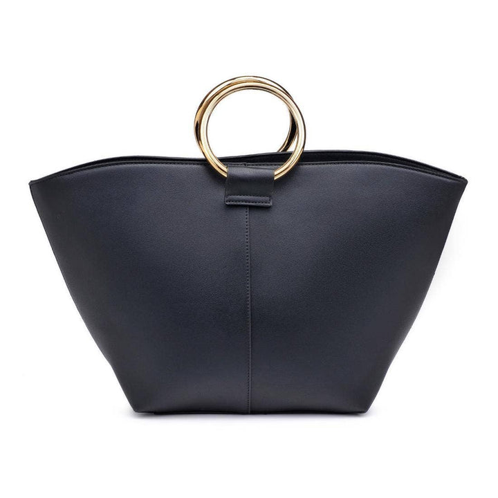 Black Luxe Tote with Gold Handle
