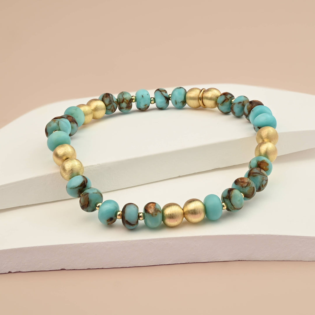 Turquoise and Gold Bead Bracelet