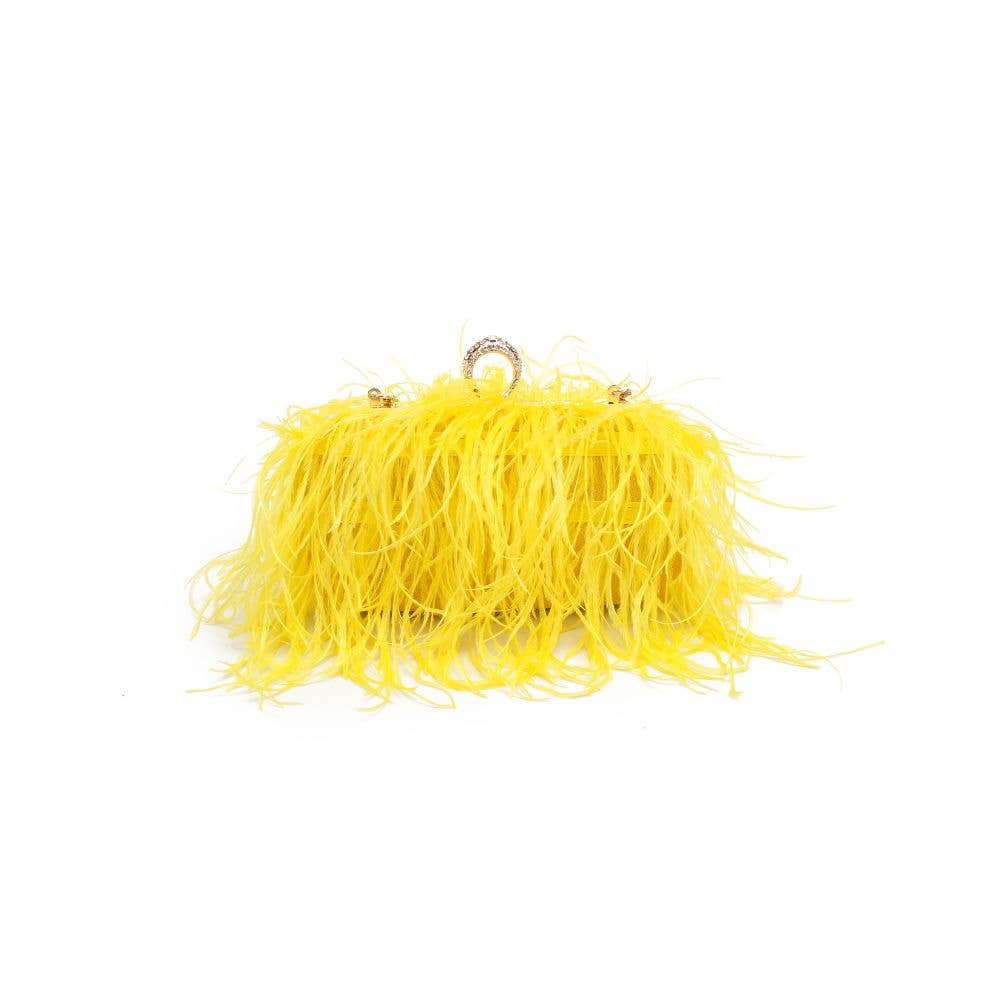 Suede Leather Bag with Feathers