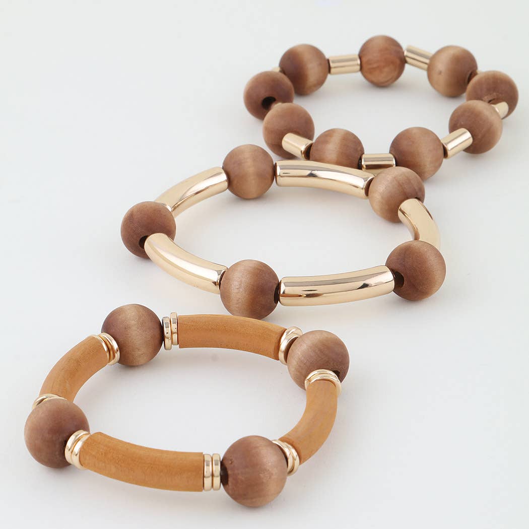Wood Style Beaded Bracelet