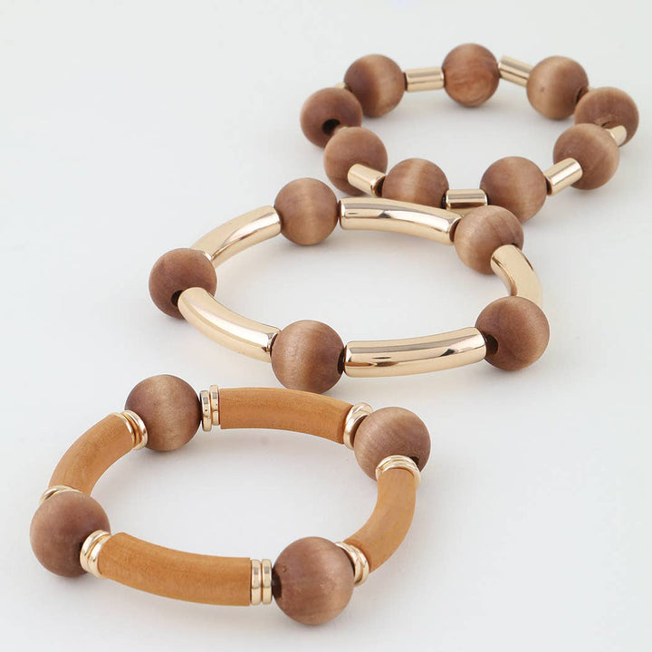 Wood Style Beaded Bracelet