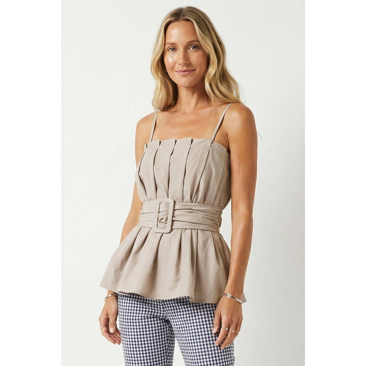 Buckle Pleated Sleeveless Top