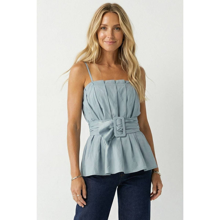 Buckle Pleated Sleeveless Top