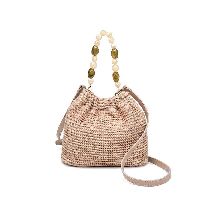 Natural Crossbody Bag Beaded Handle