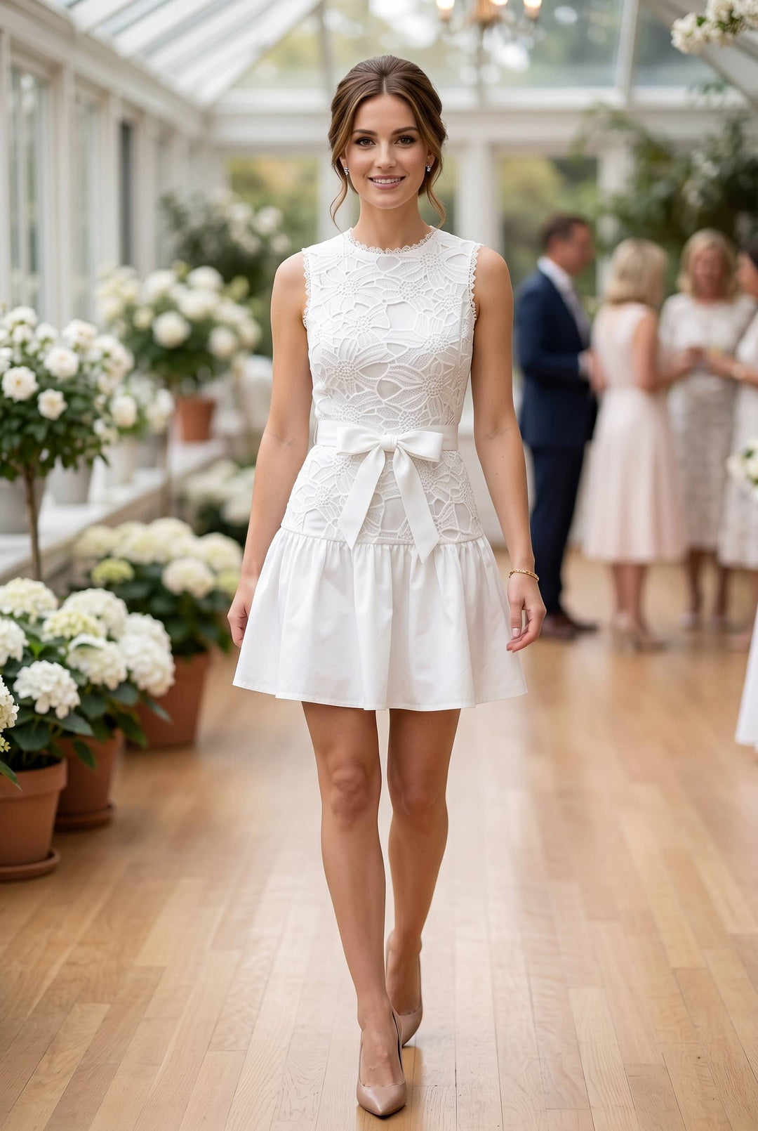 Floral Lace Mini Dress With Belt Strap
