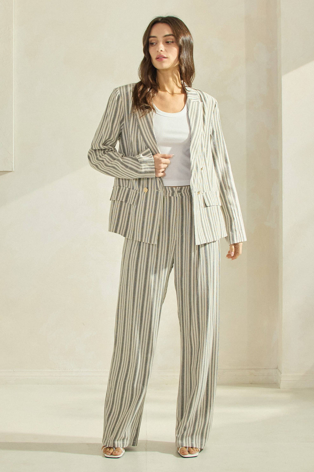 Striped Linen Blend Pant