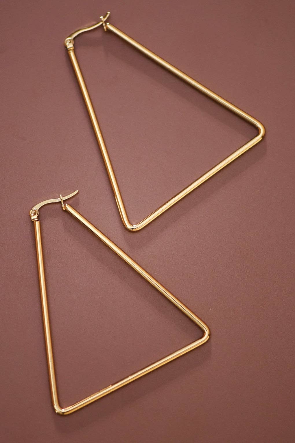Triangle 18K Gold Plated Waterproof Stainless Steel Hoop Earrings
