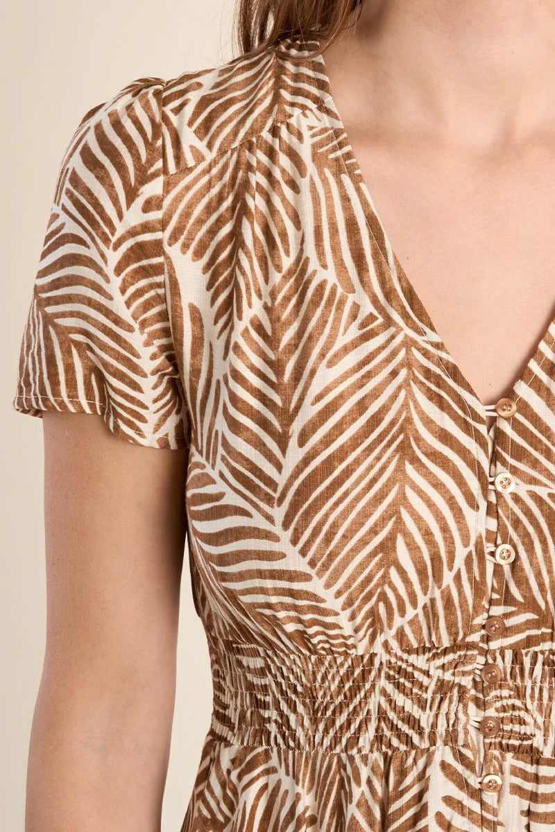 Sand White Summer Palm Maxi Dress