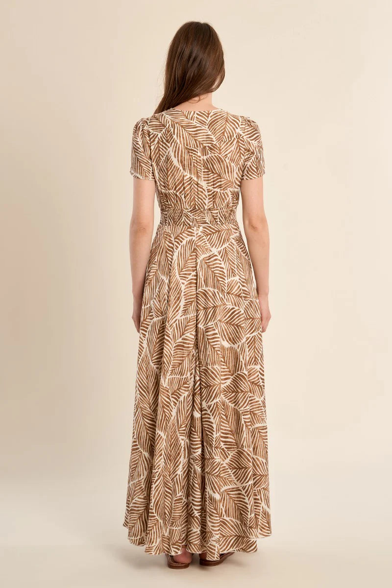 Sand White Summer Palm Maxi Dress