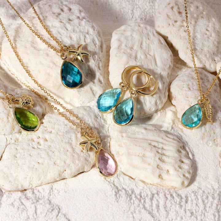 Starfish &amp; Glass Teardrop Necklace