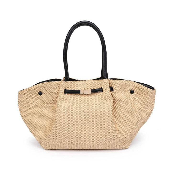 Straw Tote Black Handle