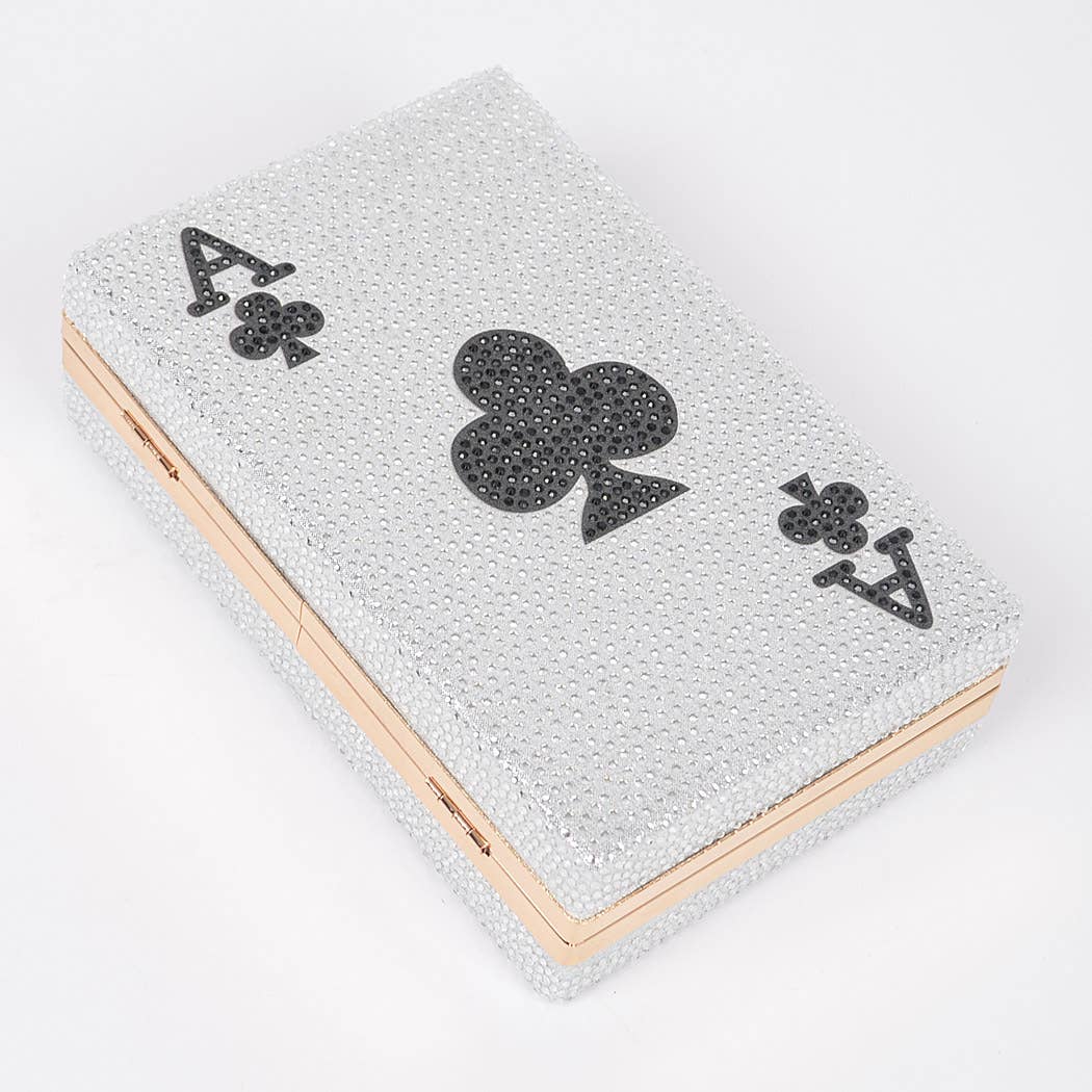 Poker Card Rhinestone Clutch
