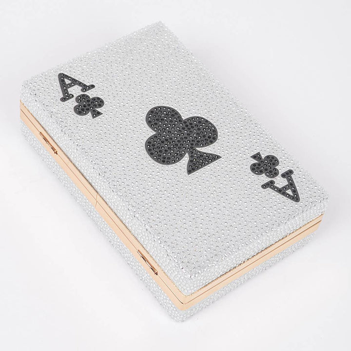 Poker Card Rhinestone Clutch