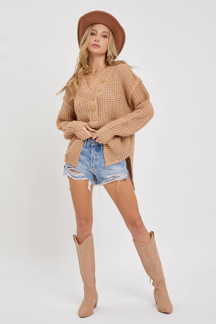 Ivory Waffle Knit Sweater