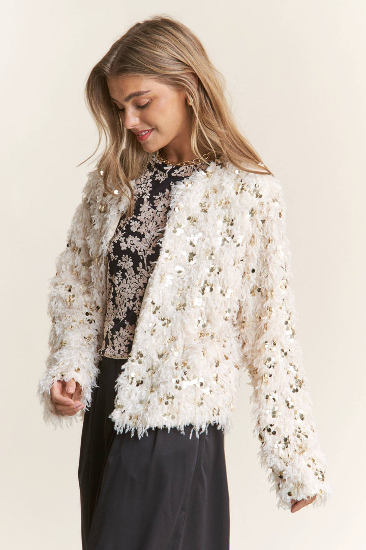 Fuzzy Sequins Jacket