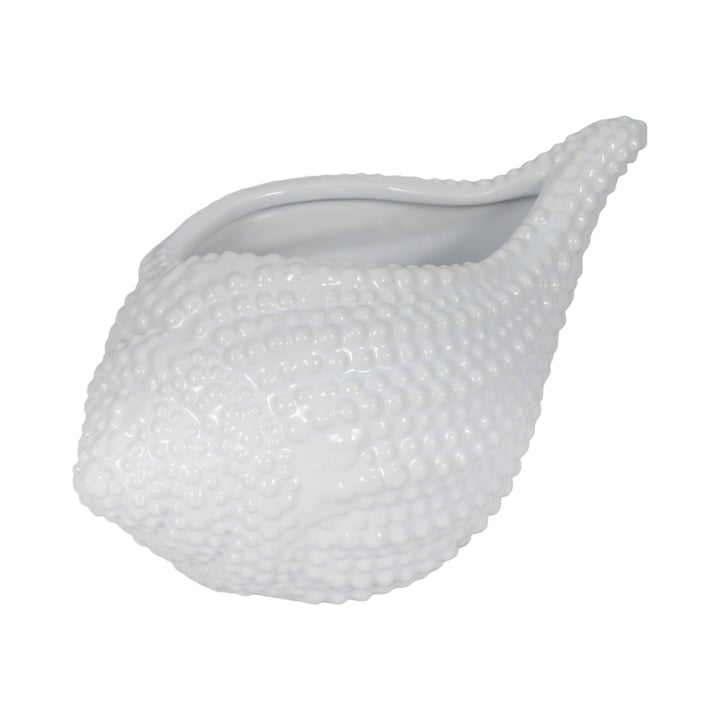 White Ceramic Coastal Seashell Planter