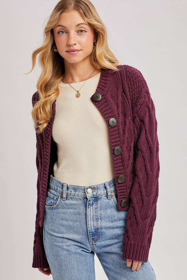 Button Front Cardigan Sand