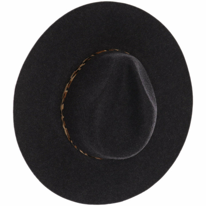 Leopard Trim Wool Felt Brim Hat