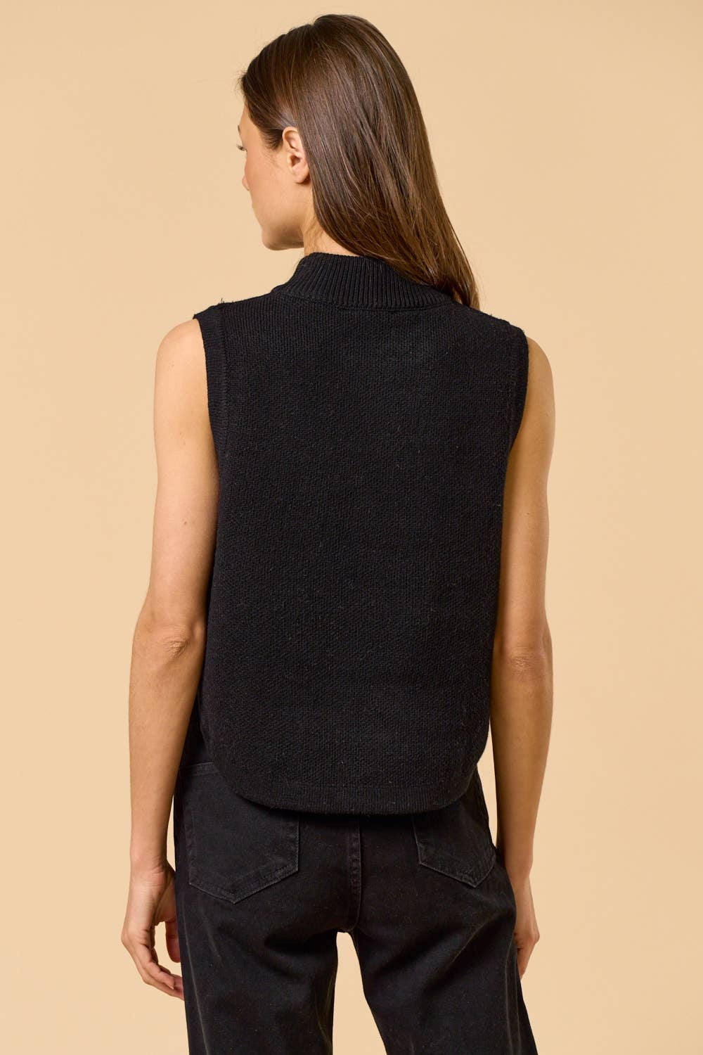 Black Mock Neck Sleeveless Sweater