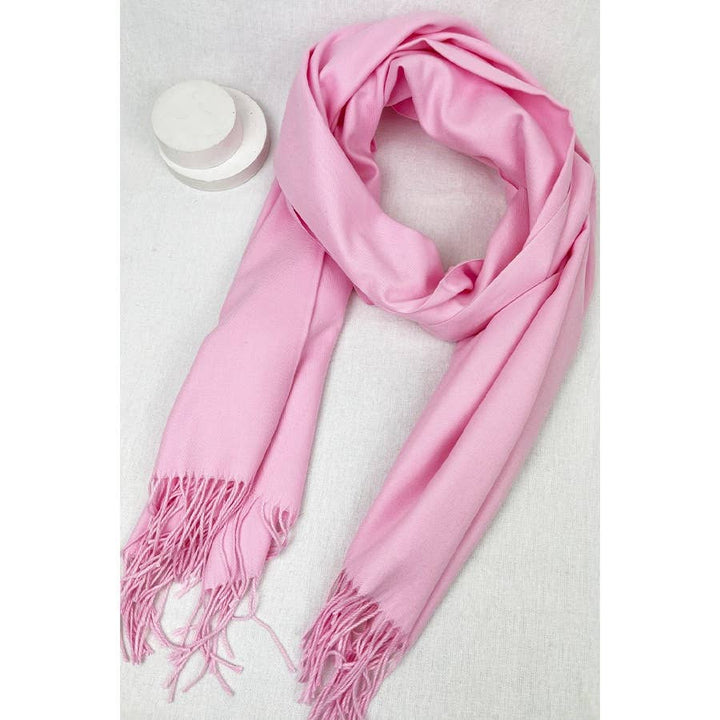Red Solid Cashmere Scarf With Tassel