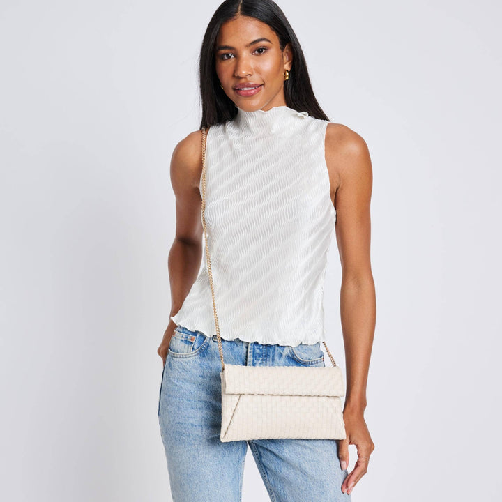 Wine Woven Clutch Crossbody Bag