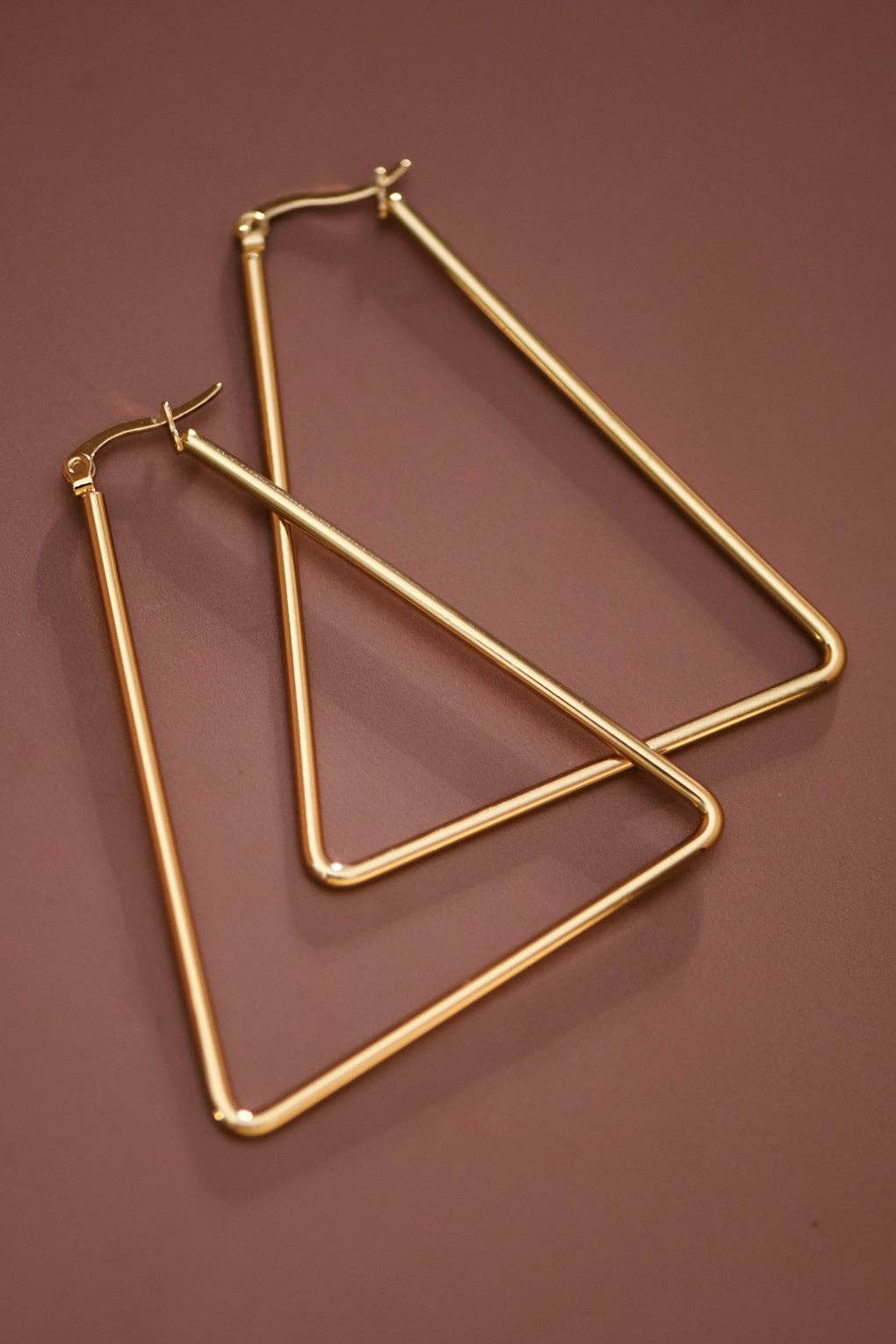 Triangle 18K Gold Plated Waterproof Stainless Steel Hoop Earrings