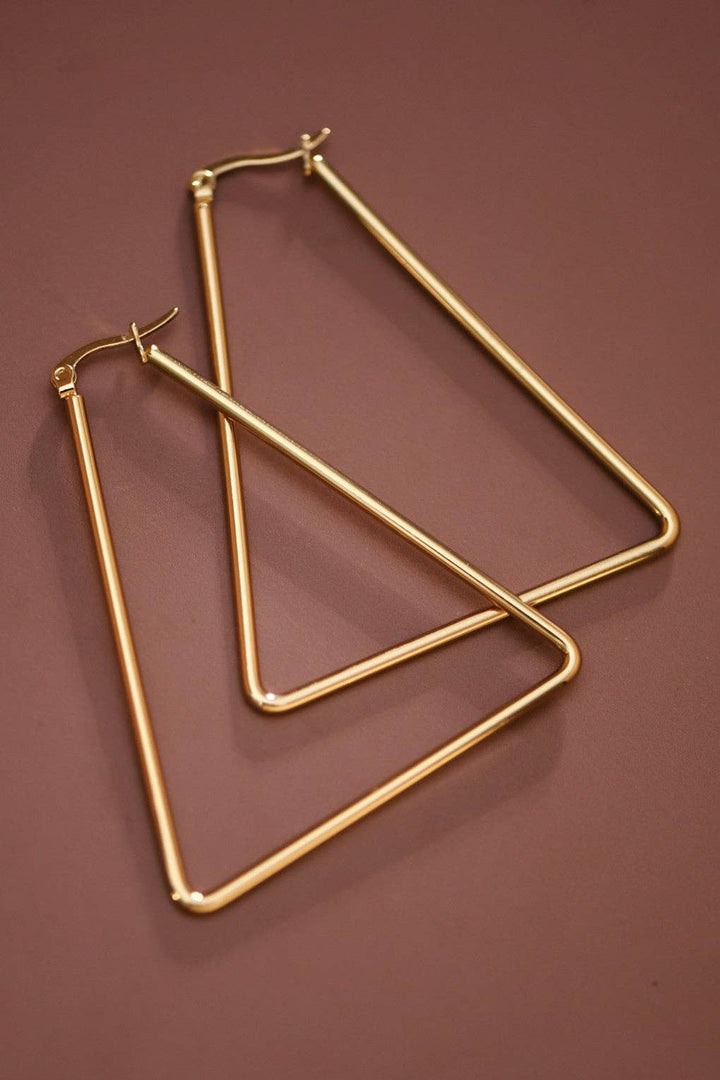 Triangle 18K Gold Plated Waterproof Stainless Steel Hoop Earrings