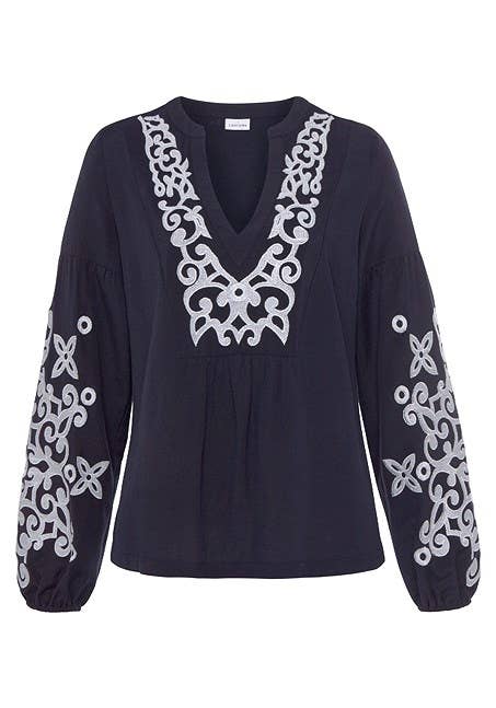 Embroidered Long Sleeve Blouse