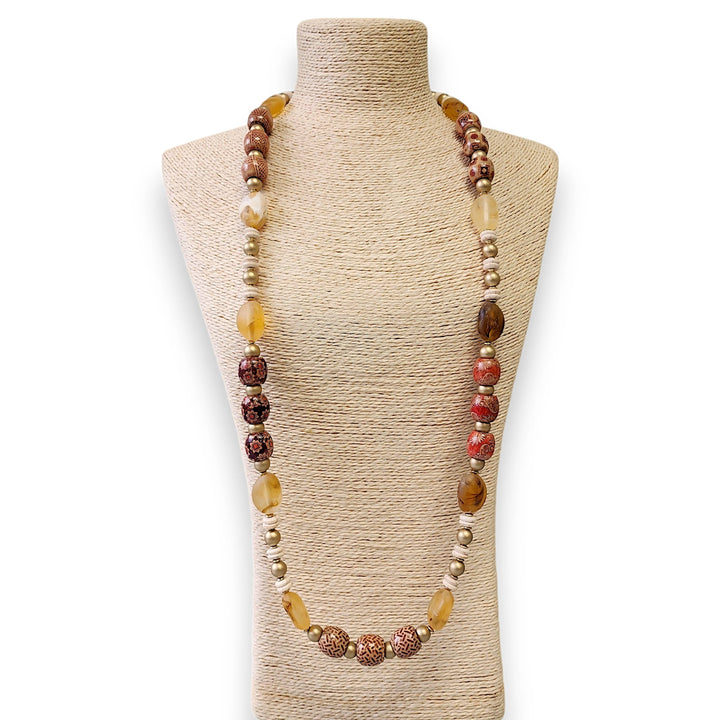 Long Beaded Carnelian Necklace