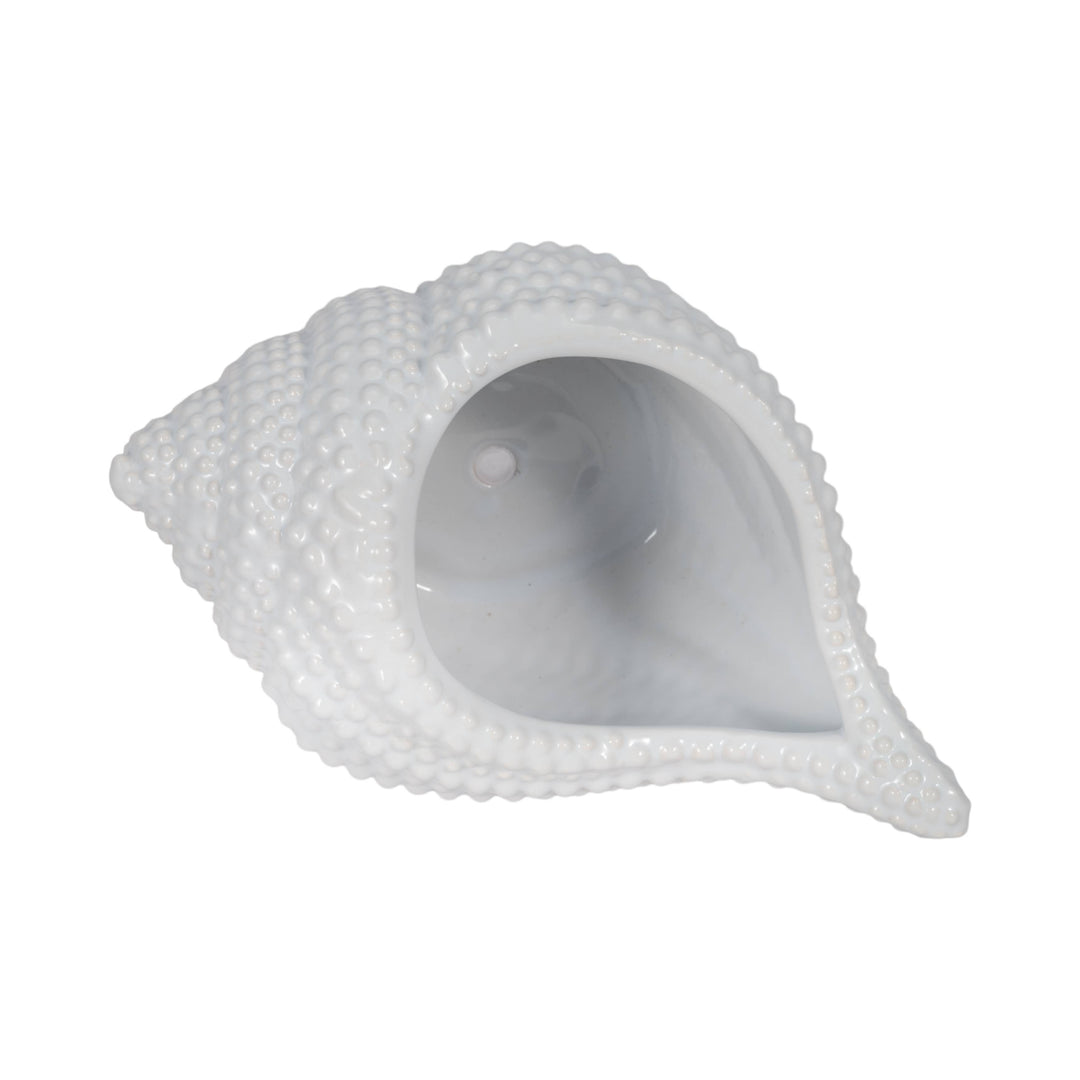 White Ceramic Coastal Seashell Planter