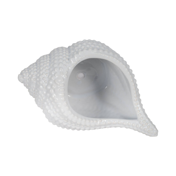 White Ceramic Coastal Seashell Planter