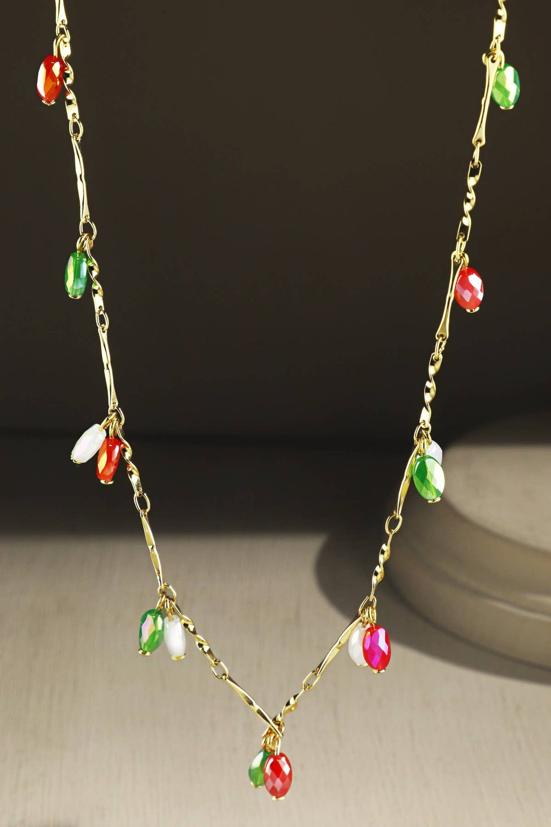 Christmas Bead Teardrop Necklace