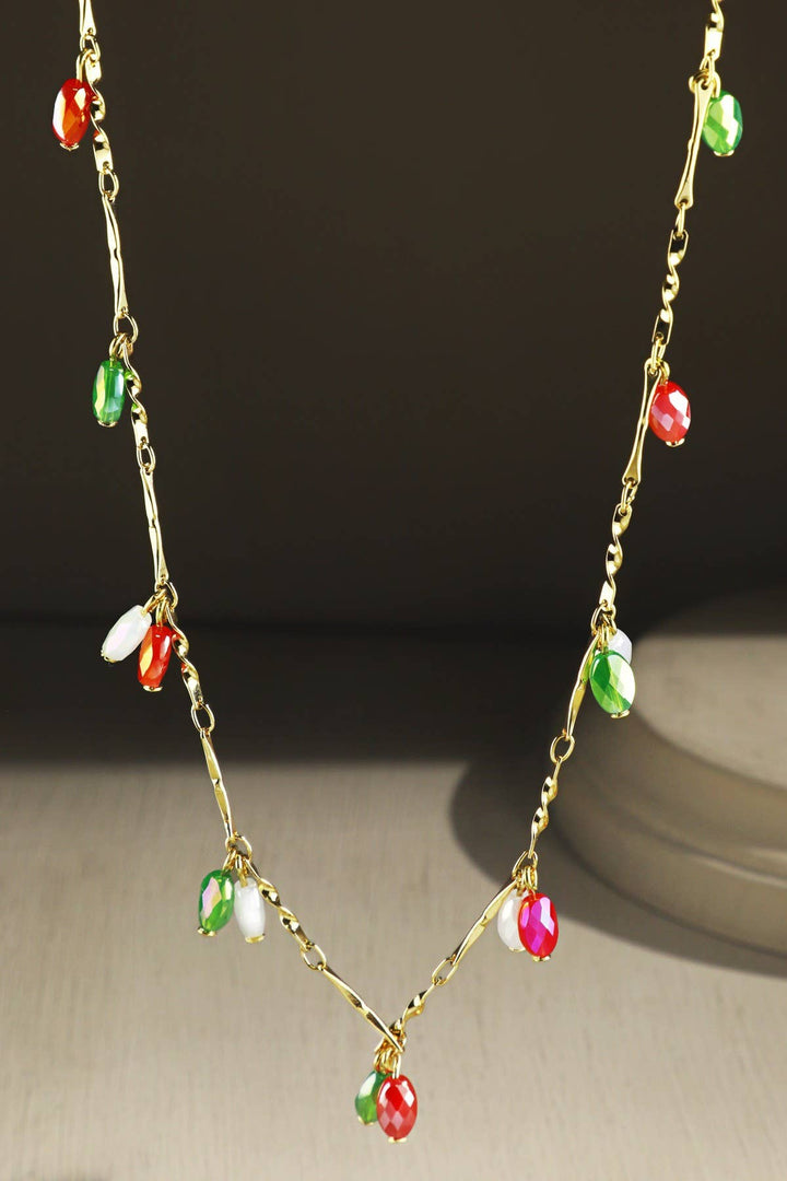 Christmas Bead Teardrop Necklace