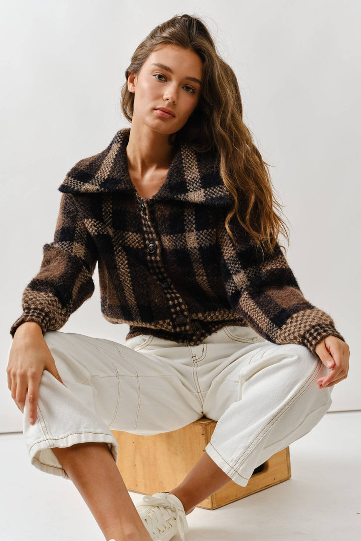 Plaid Button Up Sweater