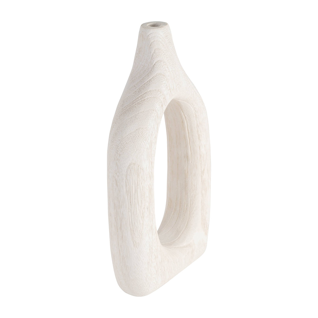 White Paulownia Wood Abstract Cut-Out Vase