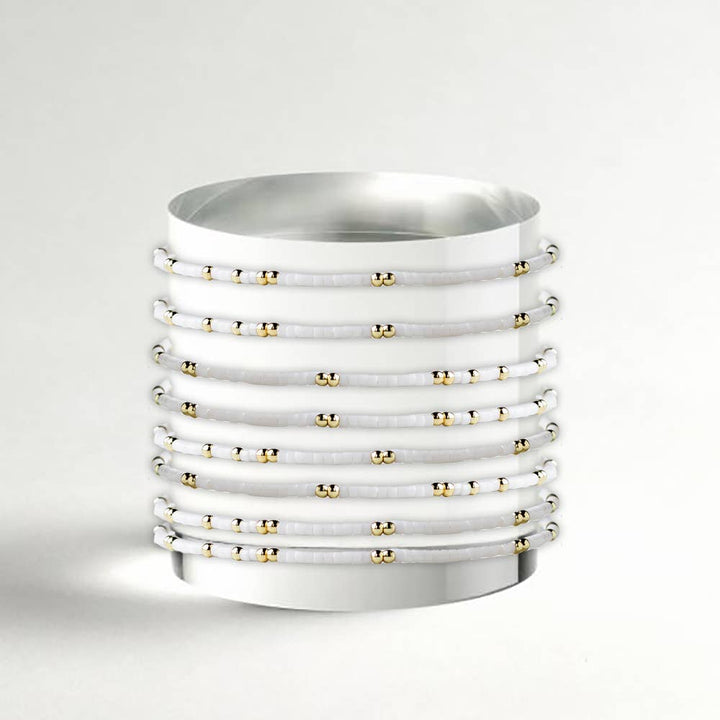 White Confetti adjustable Beaded Bracelets