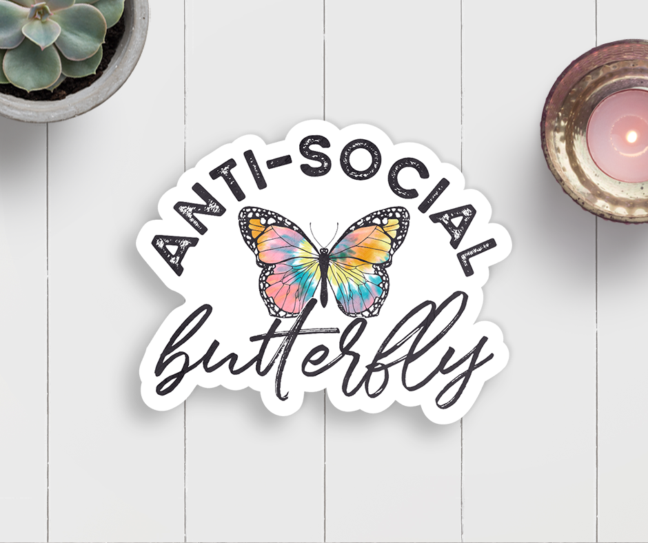 Anti-Social Butterfly Vinyl Sticker
