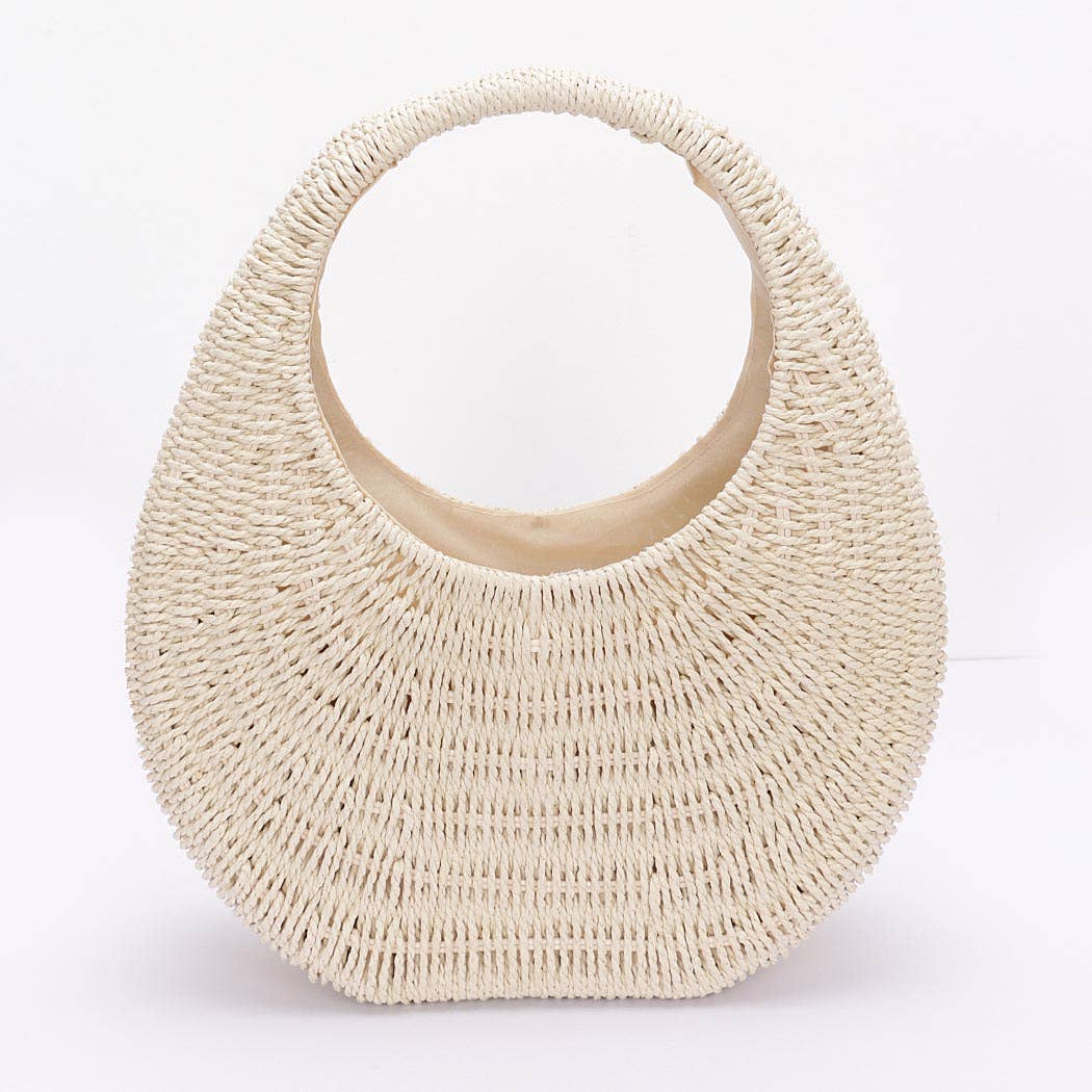 Faux Straw Hard Hobo Bag