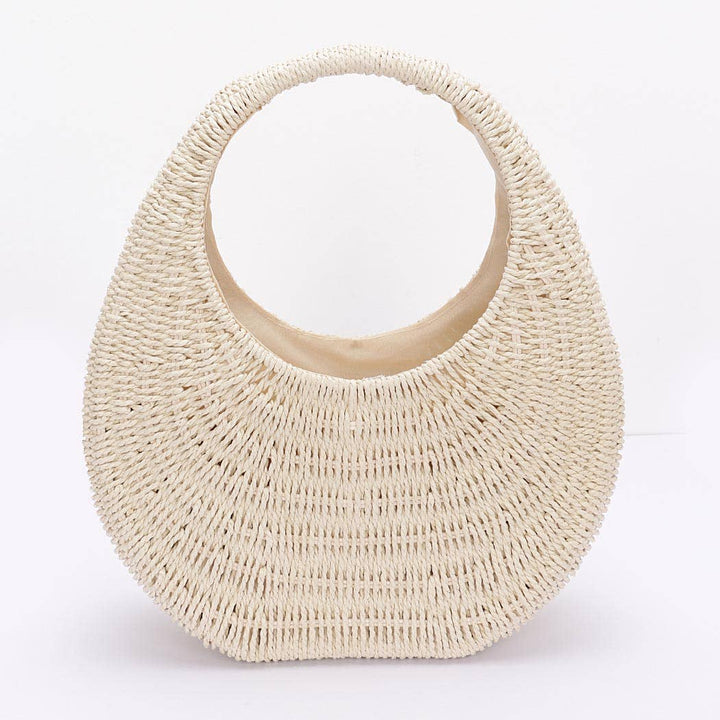 Faux Straw Hard Hobo Bag