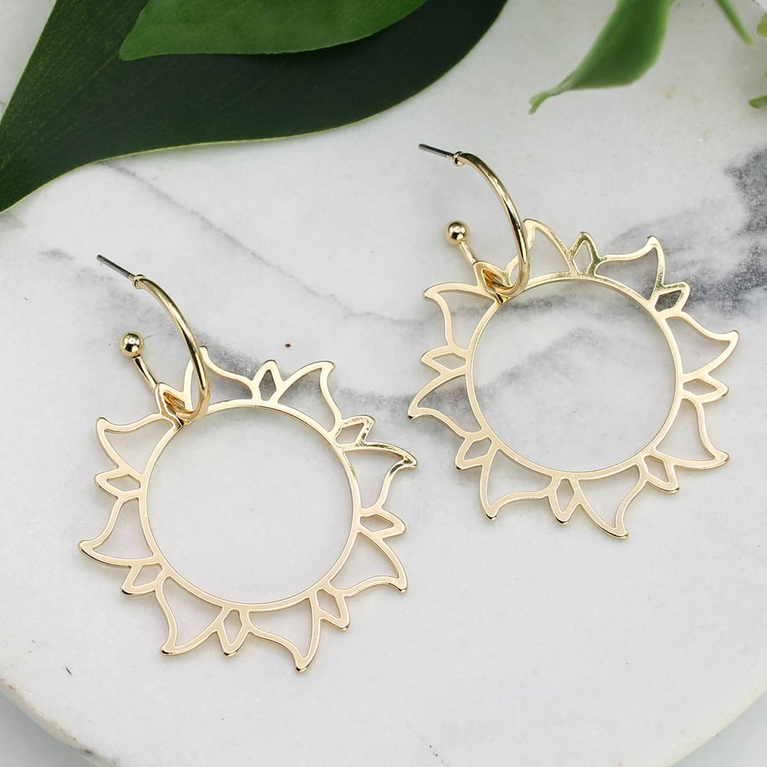 Bright Side Gold Sun Hoop Earrings - A Styled Collective Women's Boutique